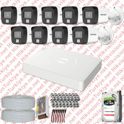 Hikvision 09 Kameralı Colorvu Hibrit Güvenlik Kamerası